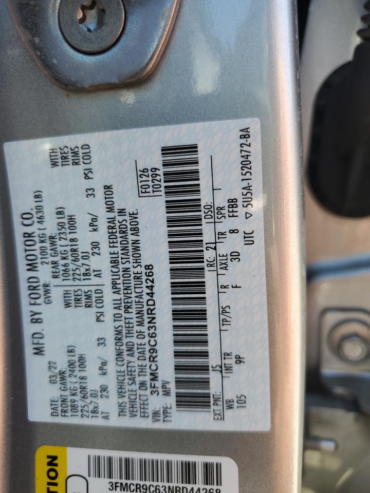 2022 FORD BRONCO SPORT OUTER BANKS VIN:3FMCR9C63NRD44268