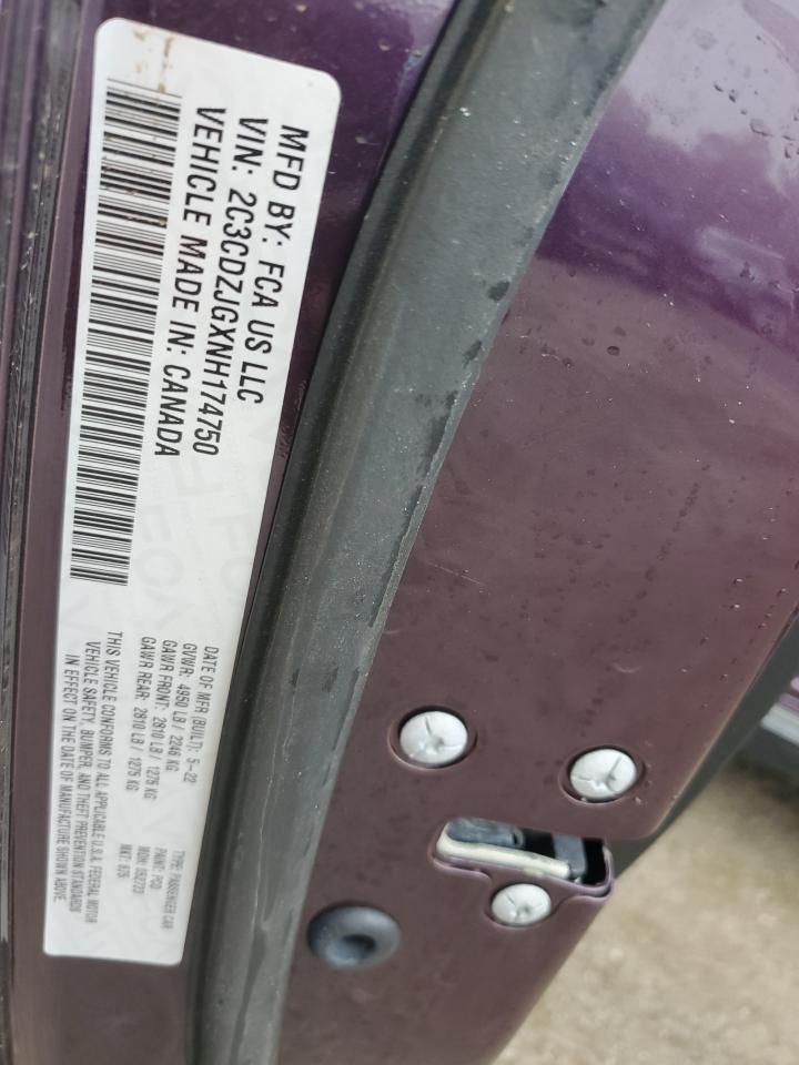 2022 DODGE CHALLENGER GT VIN:2C3CDZJGXNH174750