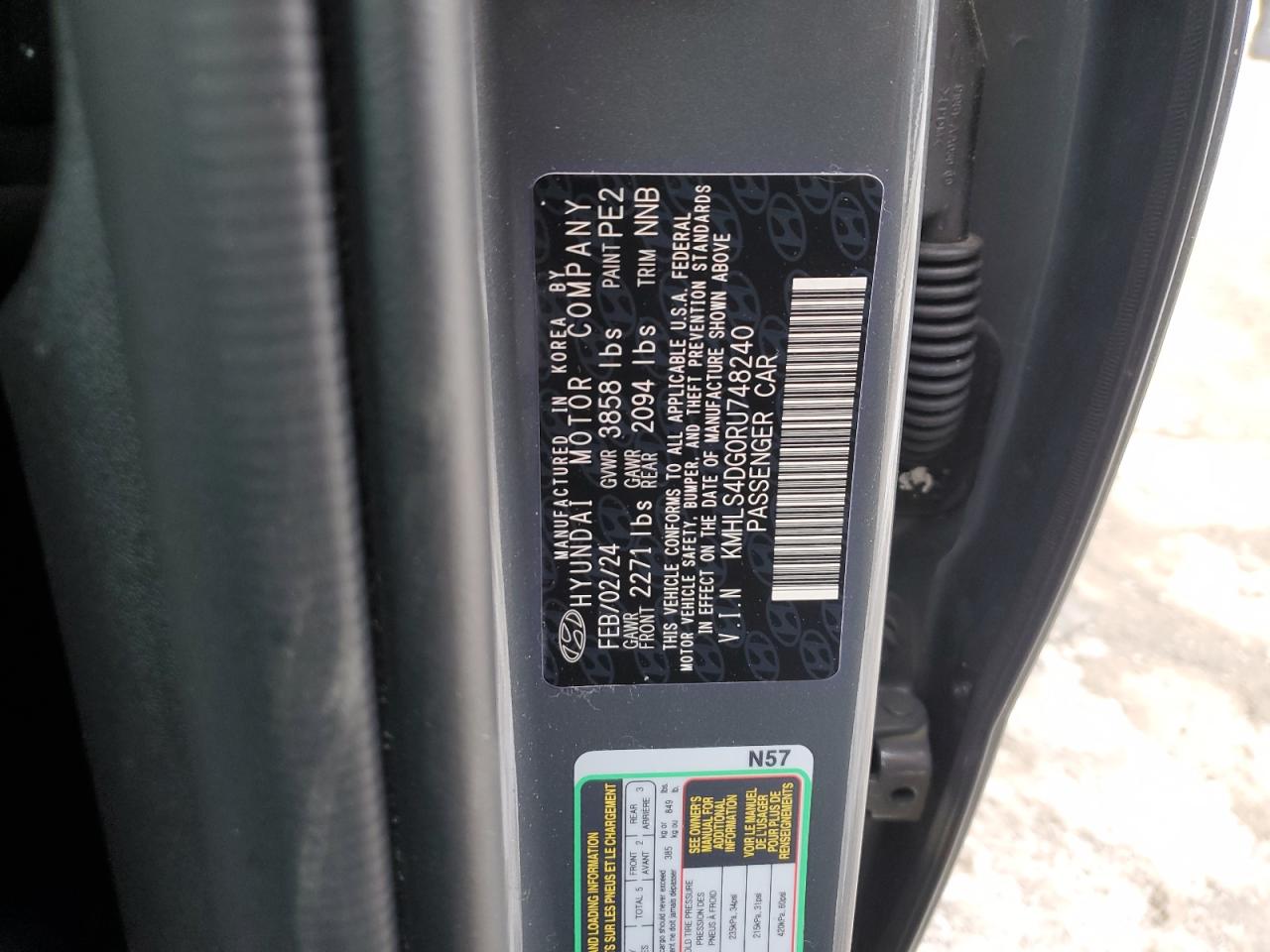 2024 HYUNDAI ELANTRA SEL VIN:KMHLS4DG0RU748240