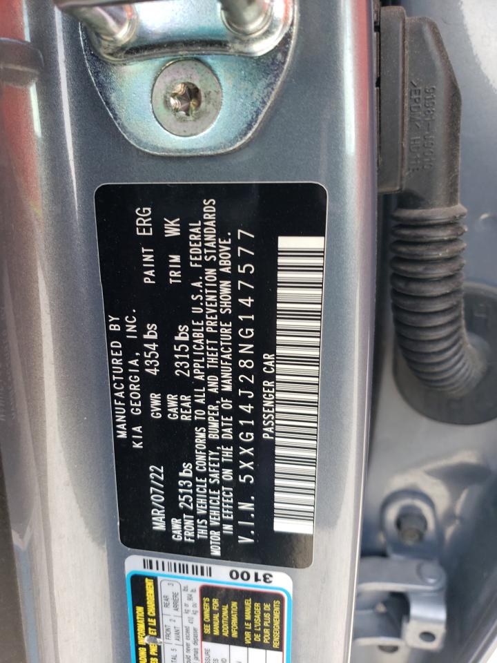 2022 KIA K5 LXS VIN:5XXG14J28NG147577