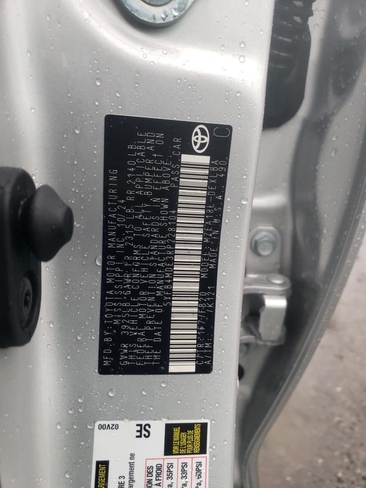 2024 TOYOTA COROLLA LE VIN:5YFB4MDE3RP228104