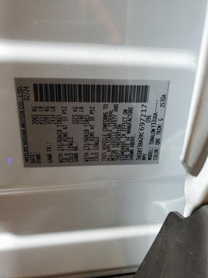 2024 NISSAN ROGUE SV VIN:5N1BT3BA2RC697217