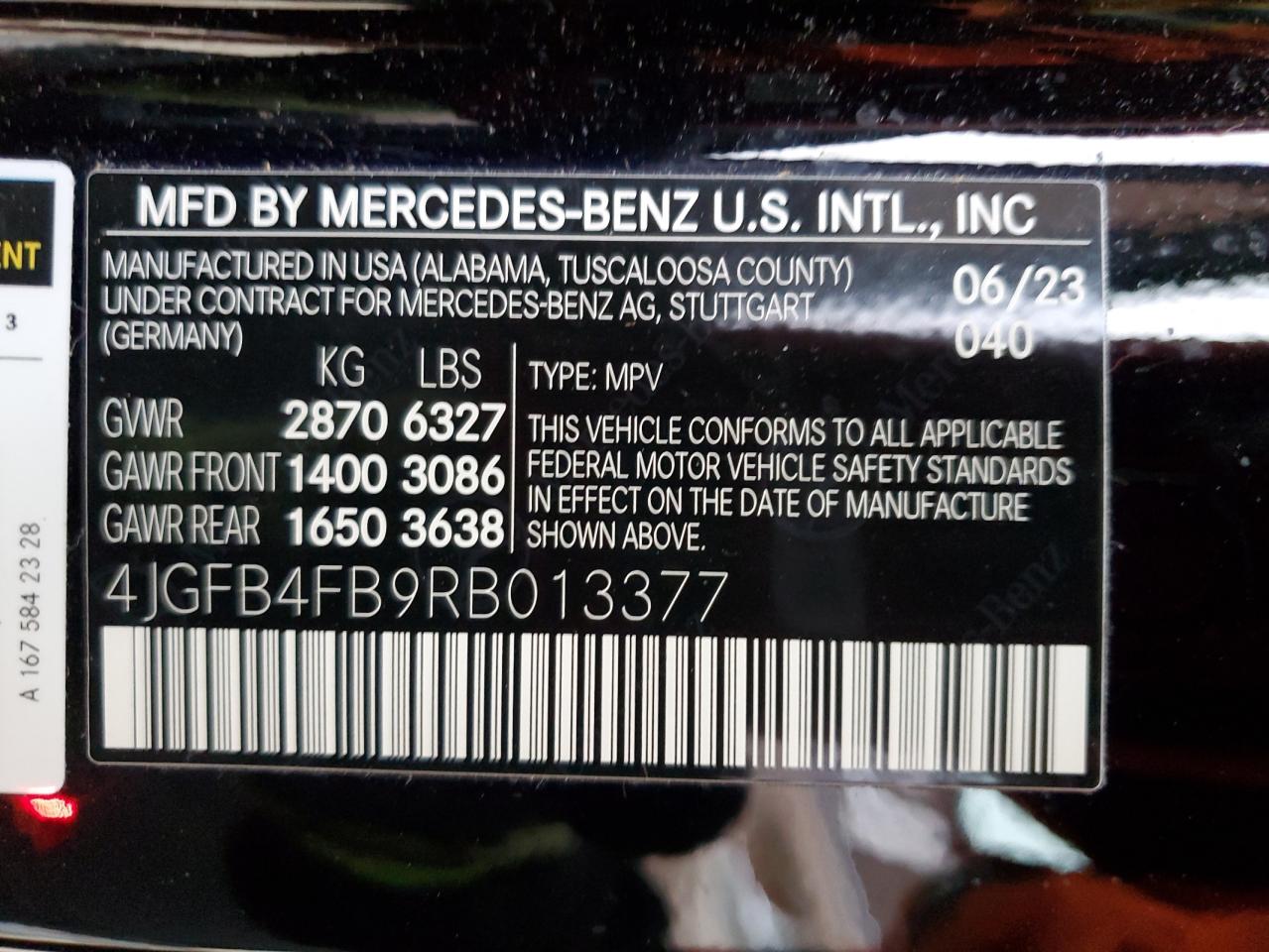 2024 MERCEDES-BENZ GLE 350 4MATIC VIN:4JGFB4FB9RB013377