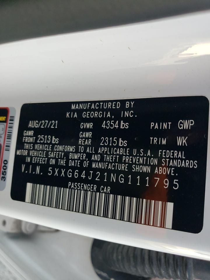 2022 KIA K5 GT LINE VIN:5XXG64J21NG111795