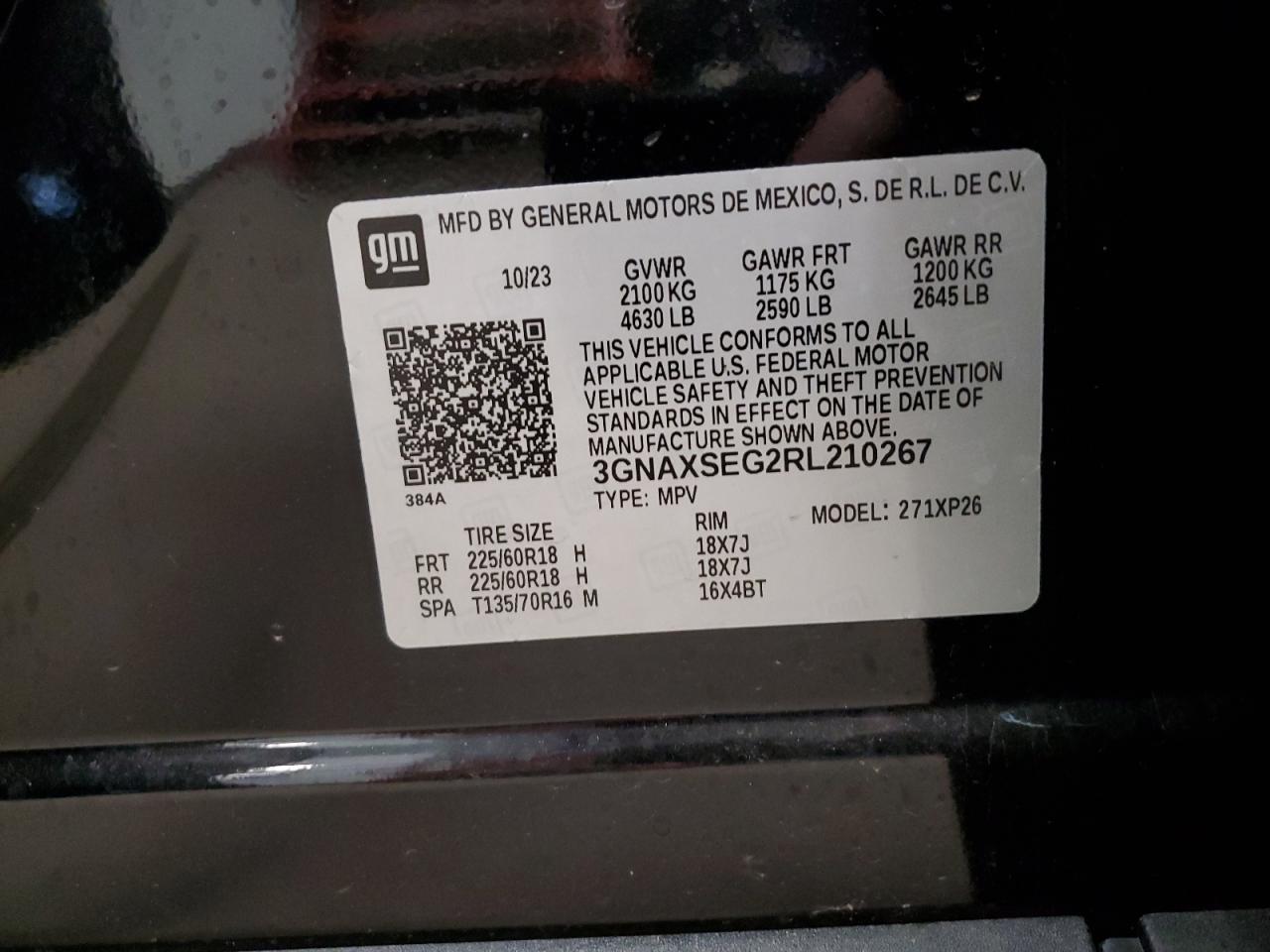 2024 CHEVROLET EQUINOX LS VIN:3GNAXSEG2RL210267