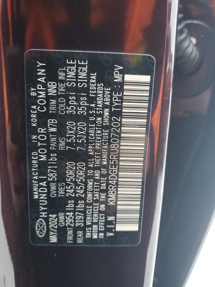 2024 HYUNDAI PALISADE SEL PREMIUM VIN:KM8R4DGE5RU807202