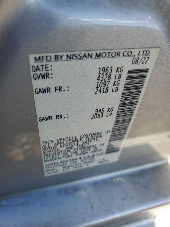 2022 NISSAN ALTIMA SV VIN:1N4BL4DV3NN416850