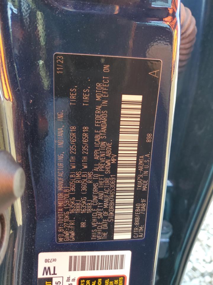 2024 TOYOTA HIGHLANDER LE VIN:5TDKDRBH7RS530691