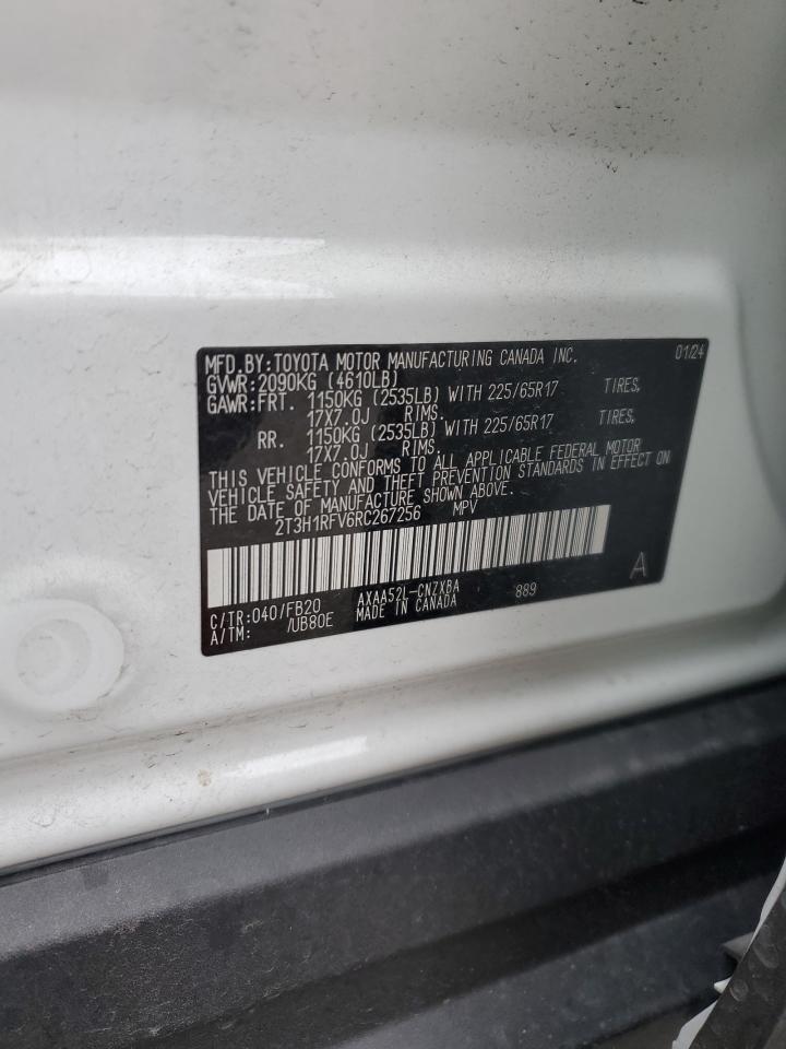 2024 TOYOTA RAV4 LE VIN:2T3H1RFV6RC267256