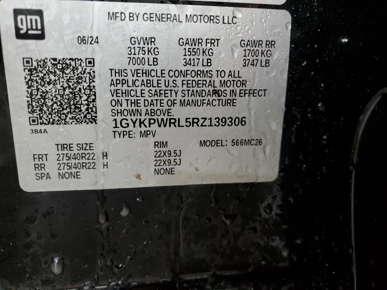 2024 CADILLAC LYRIQ SPORT VIN:1N4AL2AP4CN492452