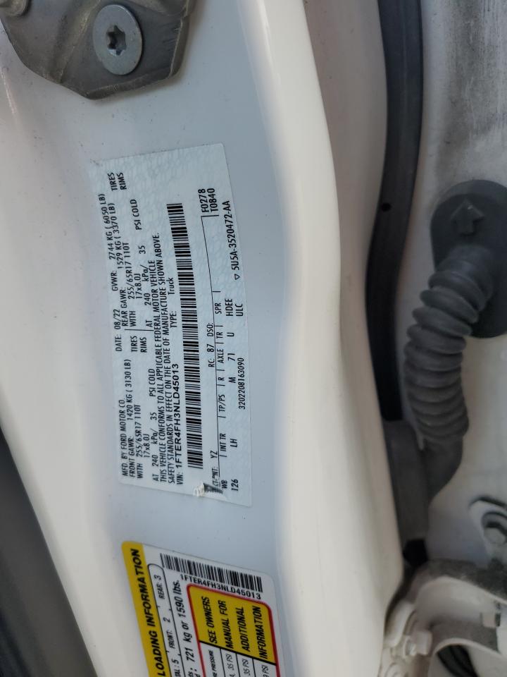 2022 FORD RANGER XL VIN:1FTER4FH3NLD45013