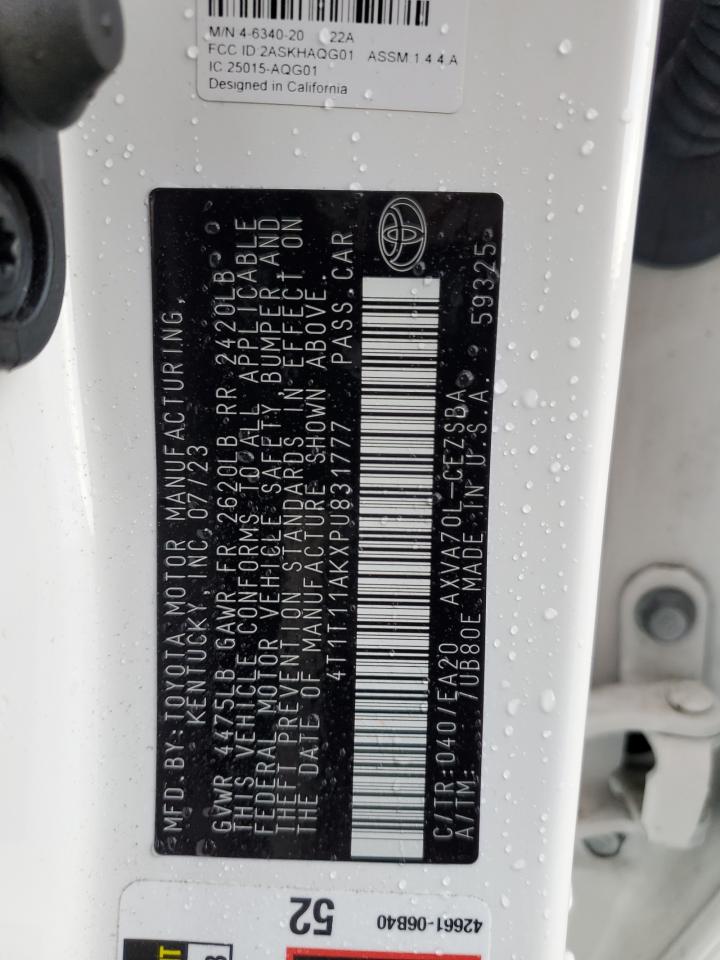 2023 TOYOTA CAMRY SE NIGHT SHADE VIN:4T1T11AKXPU831777