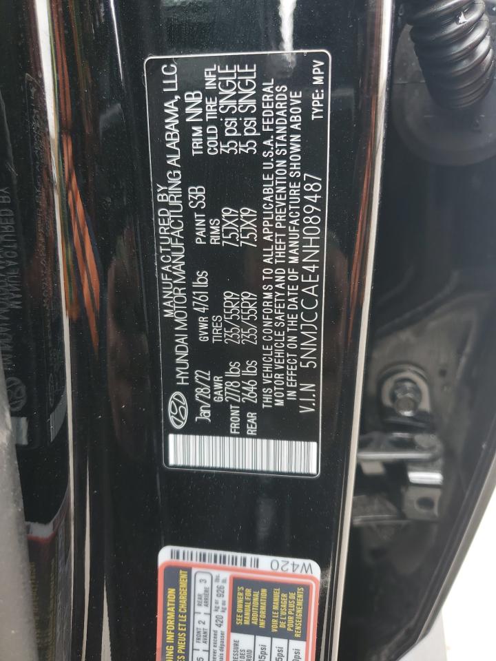 2022 HYUNDAI TUCSON SEL VIN:5NMJCCAE4NH089487