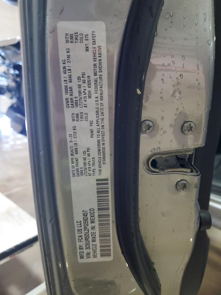 2023 RAM 2500 BIG HORN VIN:3C6UR5DL2PG592457