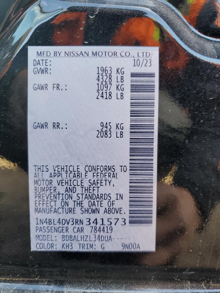 2024 NISSAN ALTIMA SV VIN:1N4BL4DV3RN341573