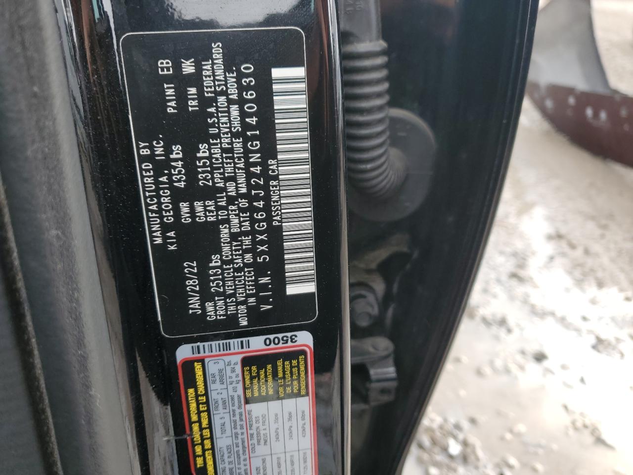 2022 KIA K5 GT LINE VIN:5XXG64J24NG140630