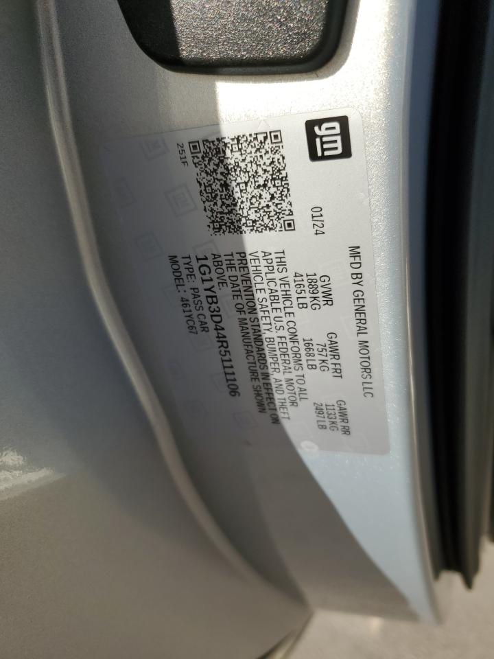 2024 CHEVROLET CORVETTE STINGRAY 2LT VIN:1G1YB3D44R5111106