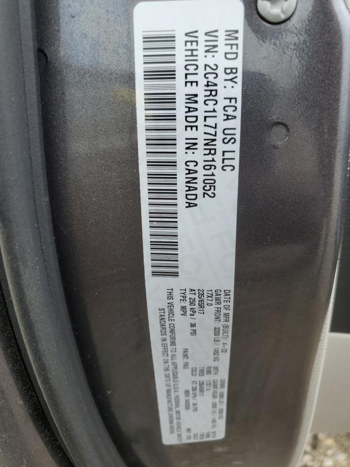2022 CHRYSLER PACIFICA HYBRID TOURING L VIN:2C4RC1L77NR161052