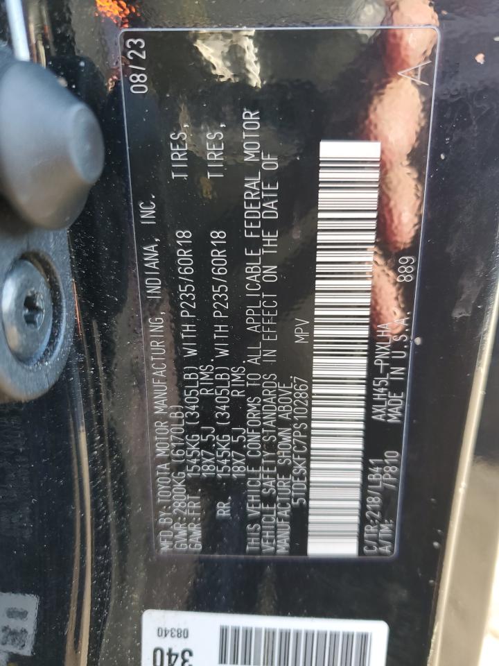 2023 TOYOTA SIENNA LIMITED VIN:5TDESKFC7PS102867