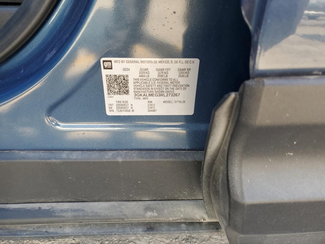 2024 GMC TERRAIN SLE VIN:3GKALMEG3RL273267
