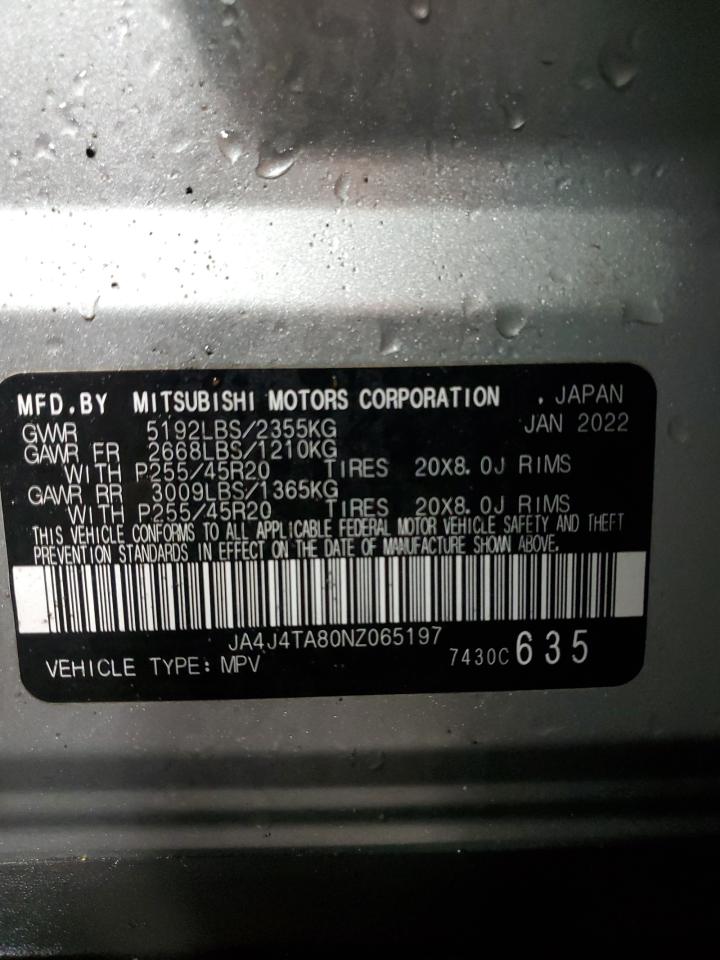 2022 MITSUBISHI OUTLANDER ES VIN:JA4J4TA80NZ065197