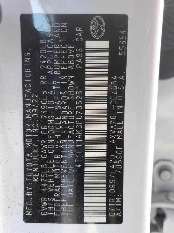 2023 TOYOTA CAMRY XLE VIN:4T1F11AK3PU735261