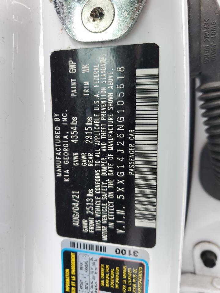 2022 KIA K5 LXS VIN:5XXG14J26NG105618