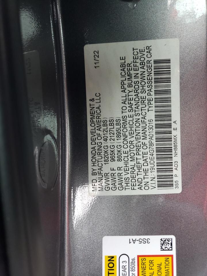 2023 ACURA INTEGRA A-SPEC TECH VIN:19UDE4G78PA013016