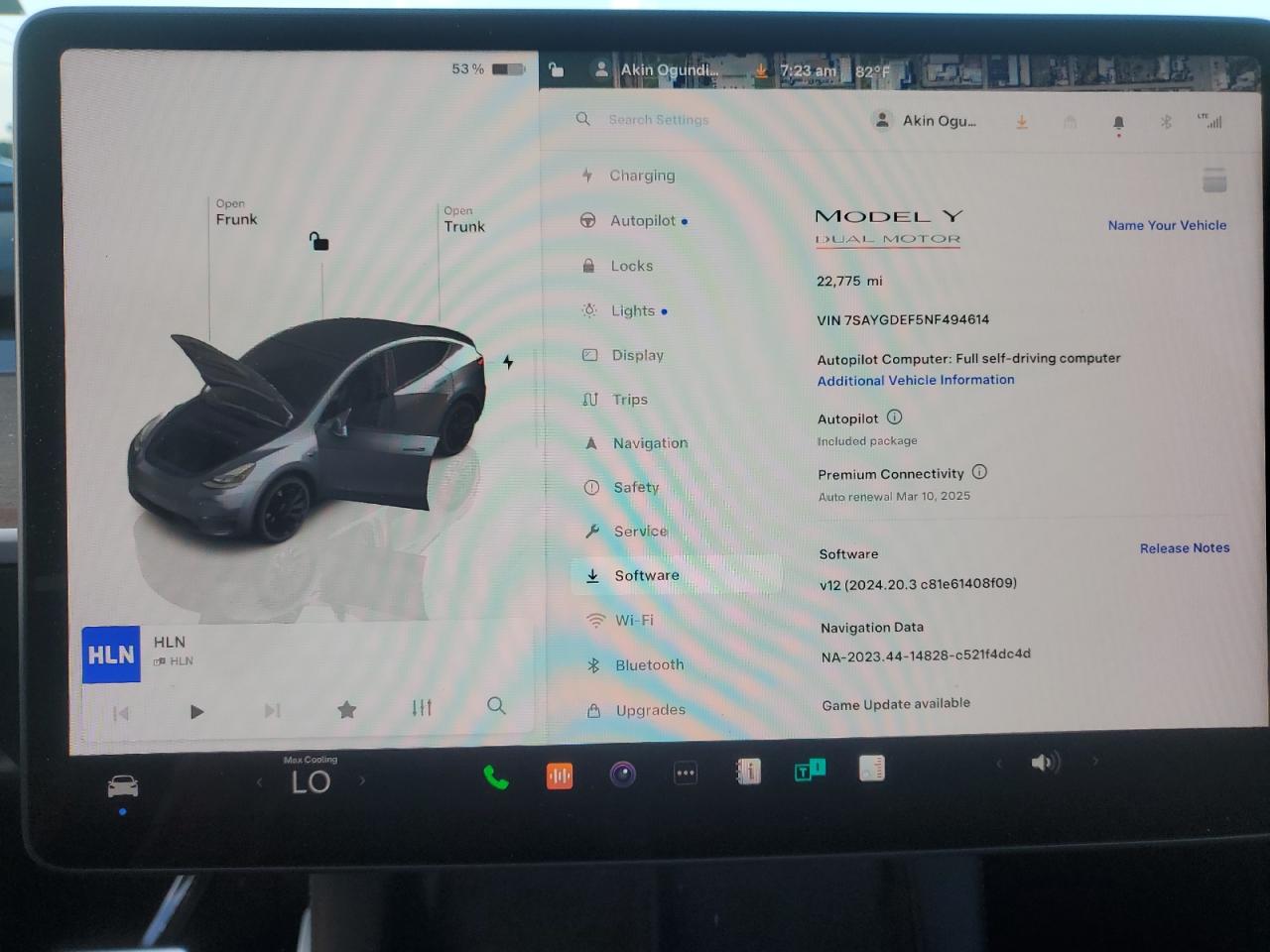 2022 TESLA MODEL Y  VIN:7SAYGDEF5NF494614