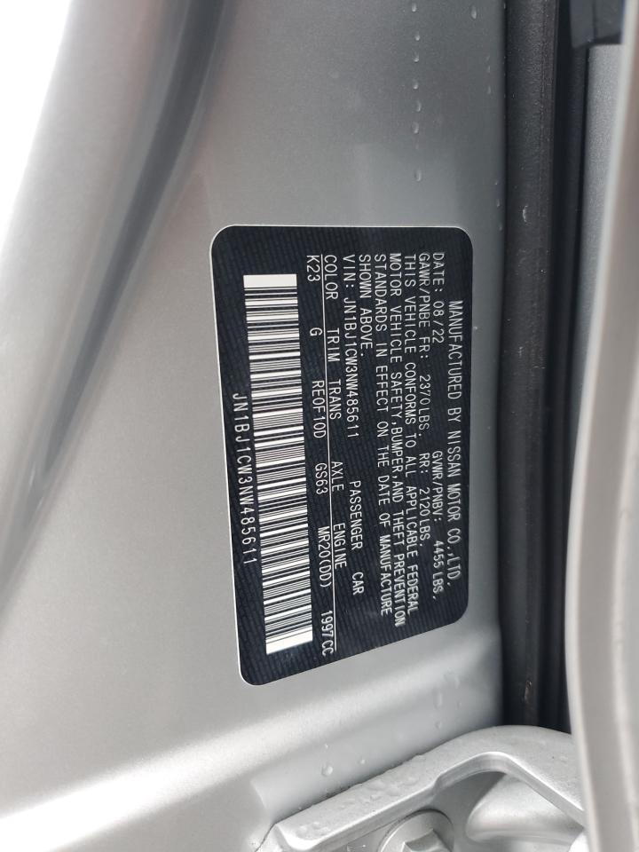 2022 NISSAN ROGUE SPORT SL VIN:JN1BJ1CW3NW485611