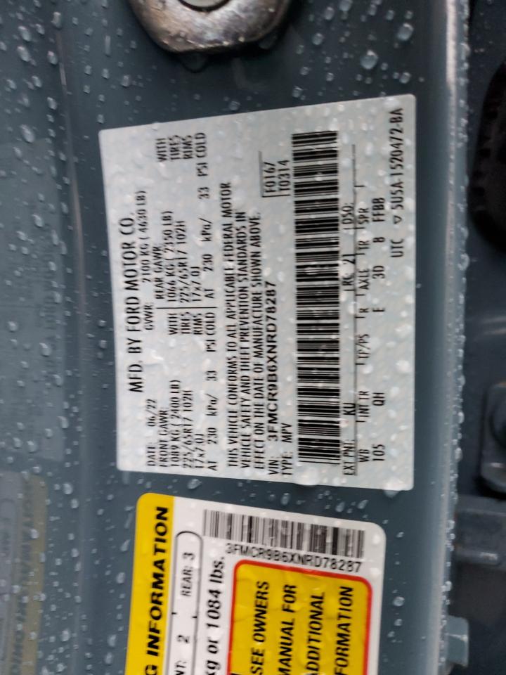 2022 FORD BRONCO SPORT BIG BEND VIN:3FMCR9B6XNRD78287