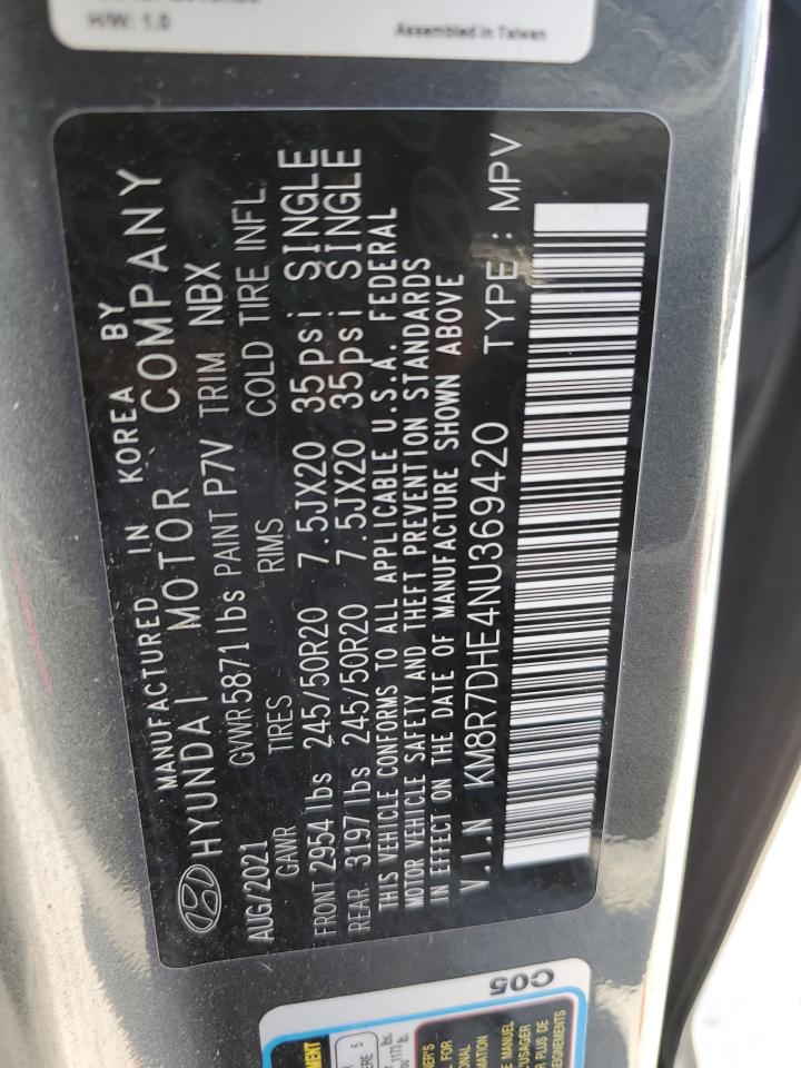 2022 HYUNDAI PALISADE CALLIGRAPHY VIN:KM8R7DHE4NU369420