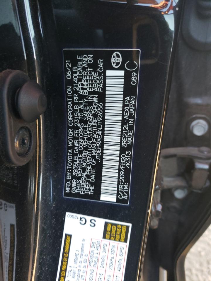 2022 TOYOTA COROLLA LE VIN:JTDEPMAE4NJ192656