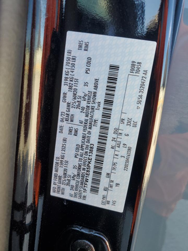 2023 FORD F150 SUPERCREW VIN:1FTFW1E85PKE13883
