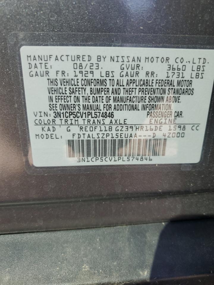 2023 NISSAN KICKS SV VIN:3N1CP5CV1PL574846