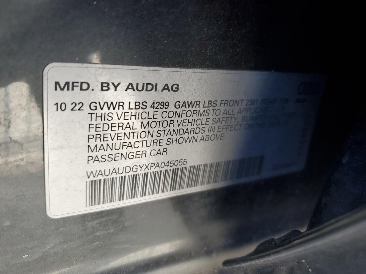 2023 AUDI A3 PREMIUM VIN:WAUAUDGYXPA045055