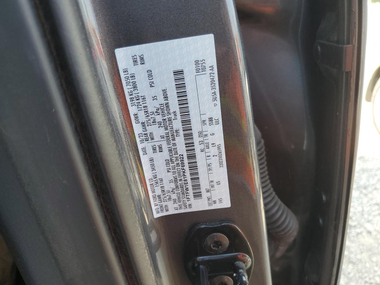 2023 FORD F150 SUPERCREW VIN:1FTFW1E81PKF69922