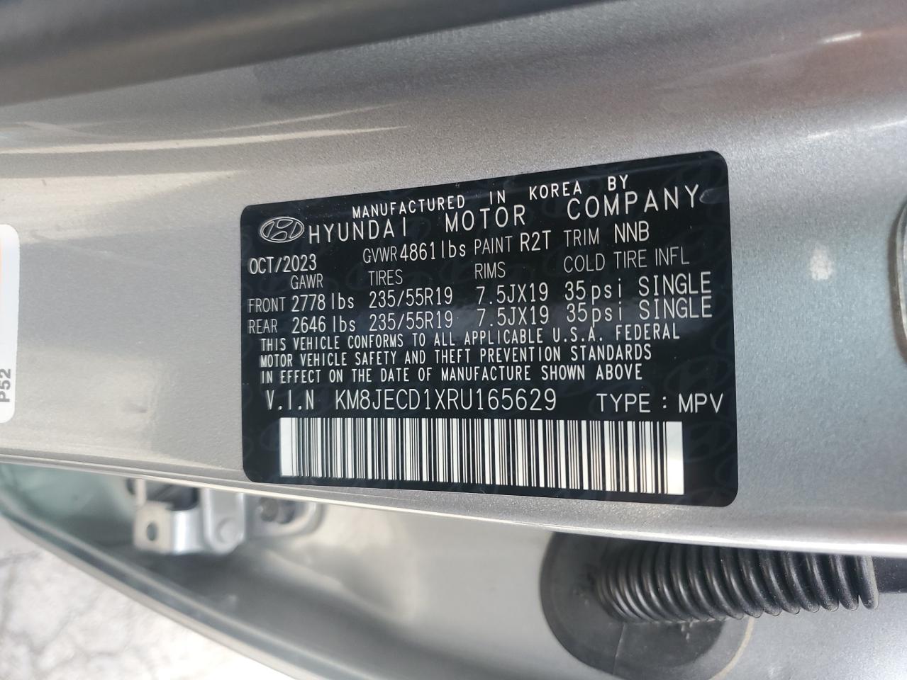 2024 HYUNDAI TUCSON LIMITED VIN:KM8JECD1XRU165629