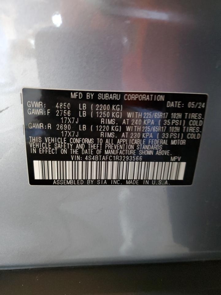 2024 SUBARU OUTBACK PREMIUM VIN:4S4BTAFC1R3293566