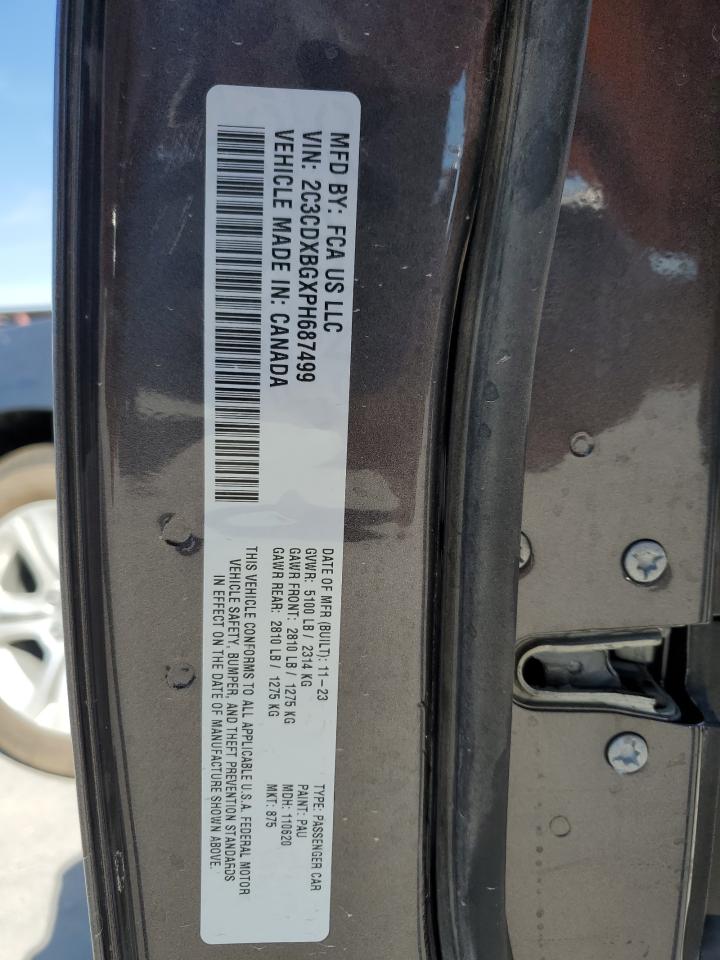 2023 DODGE CHARGER SXT VIN:2C3CDXBGXPH687499