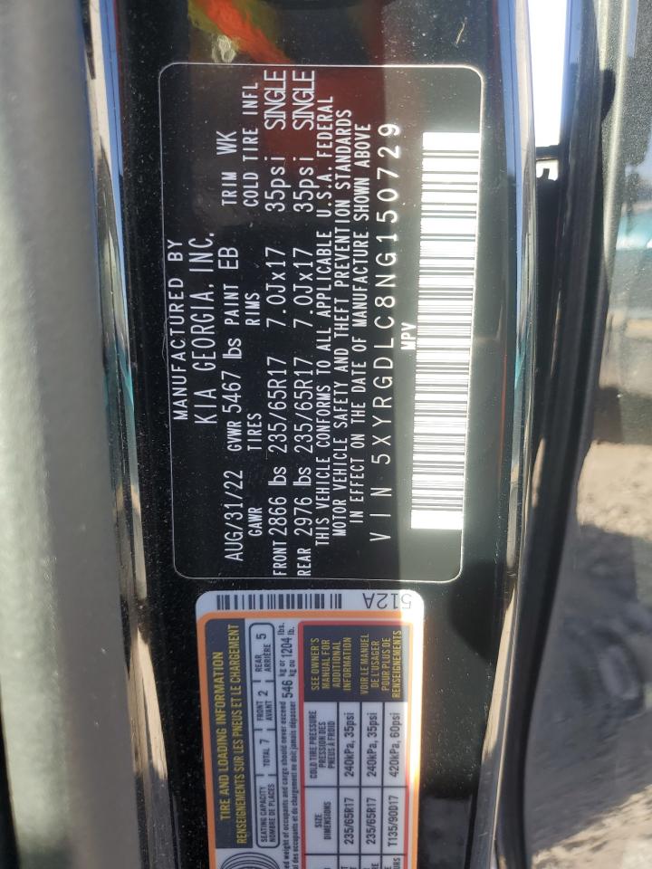 2022 KIA SORENTO LX VIN:5XYRGDLC8NG150729