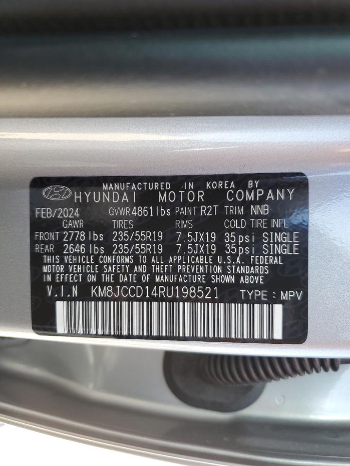 2024 HYUNDAI TUCSON SEL CONVENIENCE VIN:KM8JCCD14RU198521
