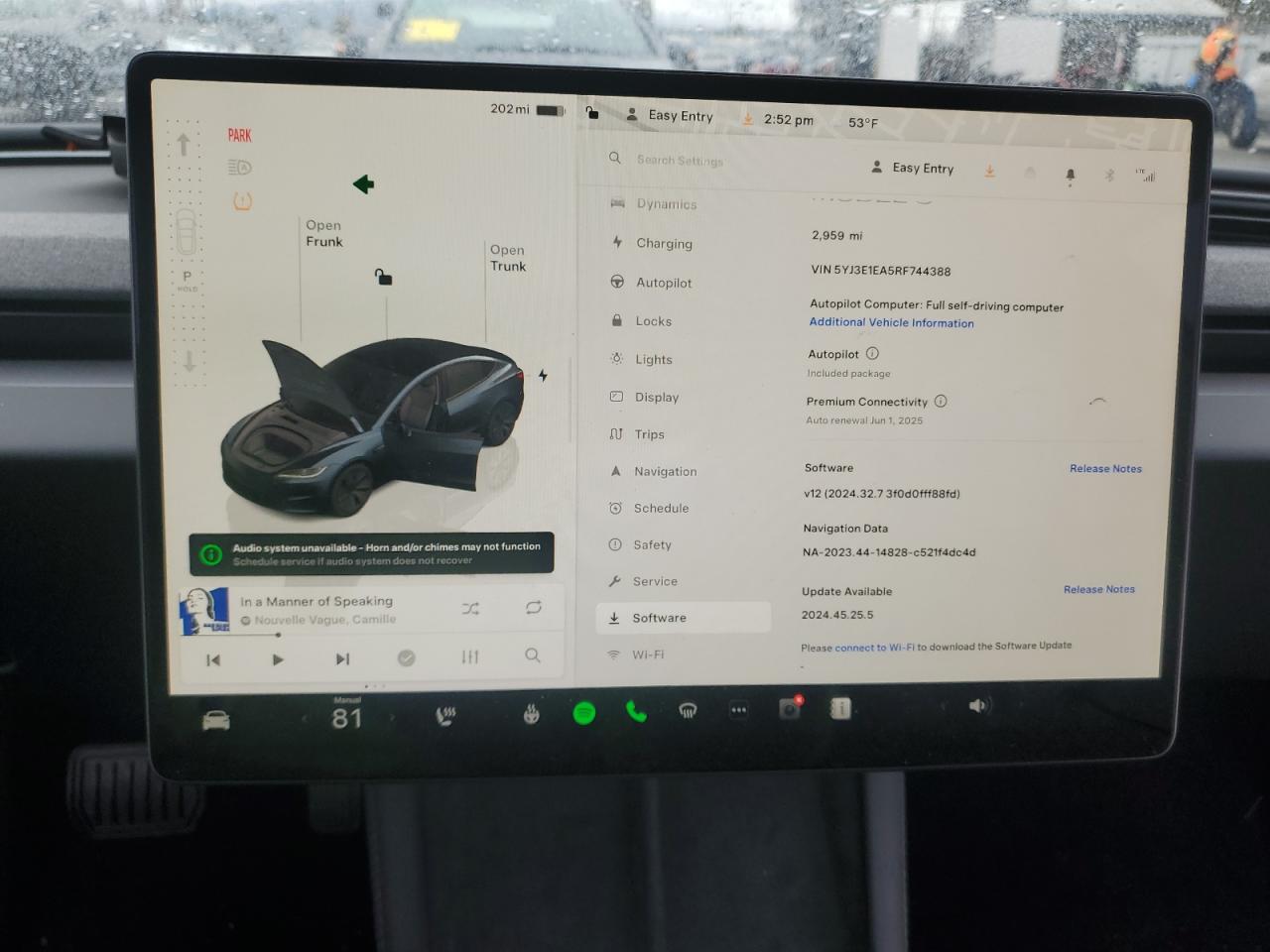 2024 TESLA MODEL 3  VIN:5YJ3E1EA5RF744388