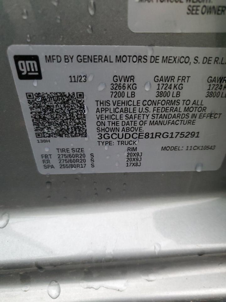 2024 CHEVROLET SILVERADO K1500 TRAIL BOSS CUSTOM VIN:3GCUDCE81RG175291