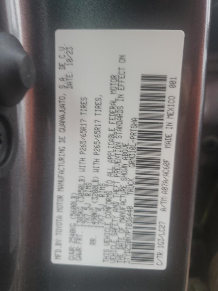 2023 TOYOTA TACOMA DOUBLE CAB VIN:3TYDZ5BN7PT036440