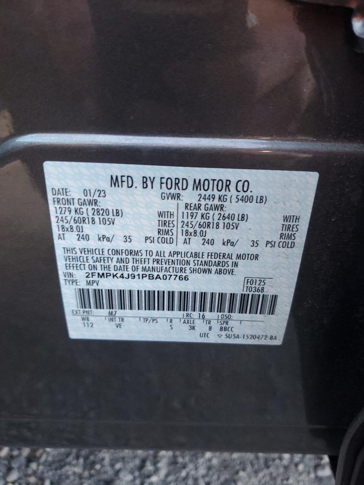 2023 FORD EDGE SEL VIN:2FMPK4J91PBA07766