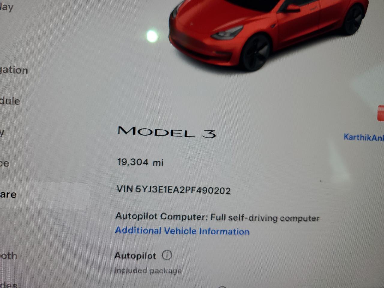 2023 TESLA MODEL 3  VIN:5YJ3E1EA2PF490202