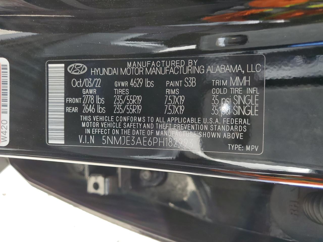 2023 HYUNDAI TUCSON LIMITED VIN:5NMJE3AE6PH182993