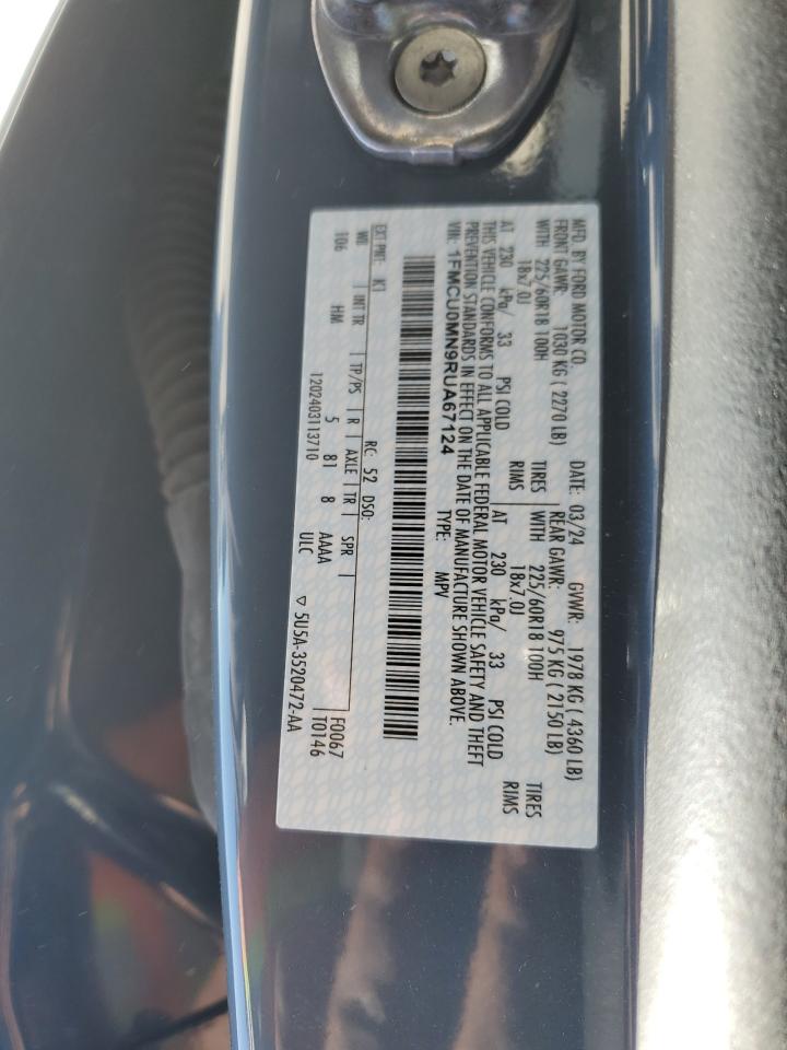 2024 FORD ESCAPE ST LINE VIN:1FMCU0MN9RUA67124