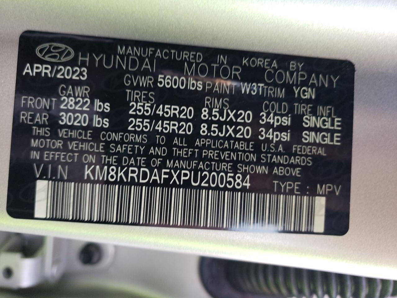 2023 HYUNDAI IONIQ 5 LIMITED VIN:KM8KRDAFXPU200584